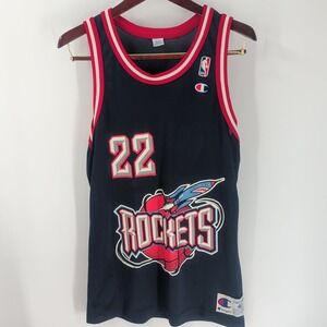 Houston Rockets #22 Clyde Drexler Champion‎ Mens Black NBA Basketball Jersey 40